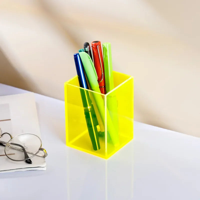 Transparent Color Acrylic Pen Holder Small Yellow