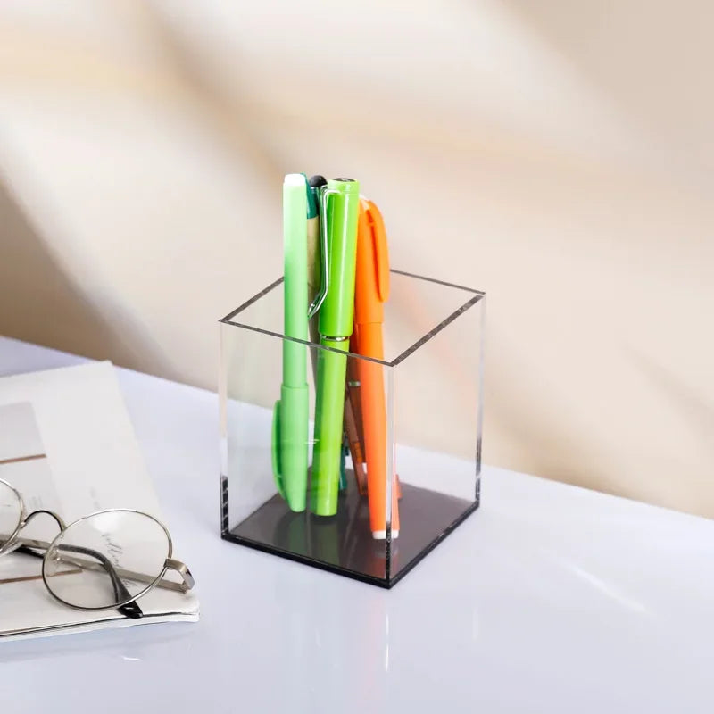 Transparent Color Acrylic Pen Holder Small Transparent black