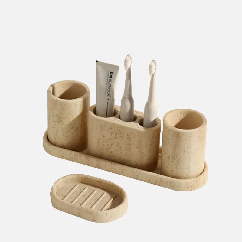 Travertine Cave Stone Bathroom Accessories Medium 5 piece set