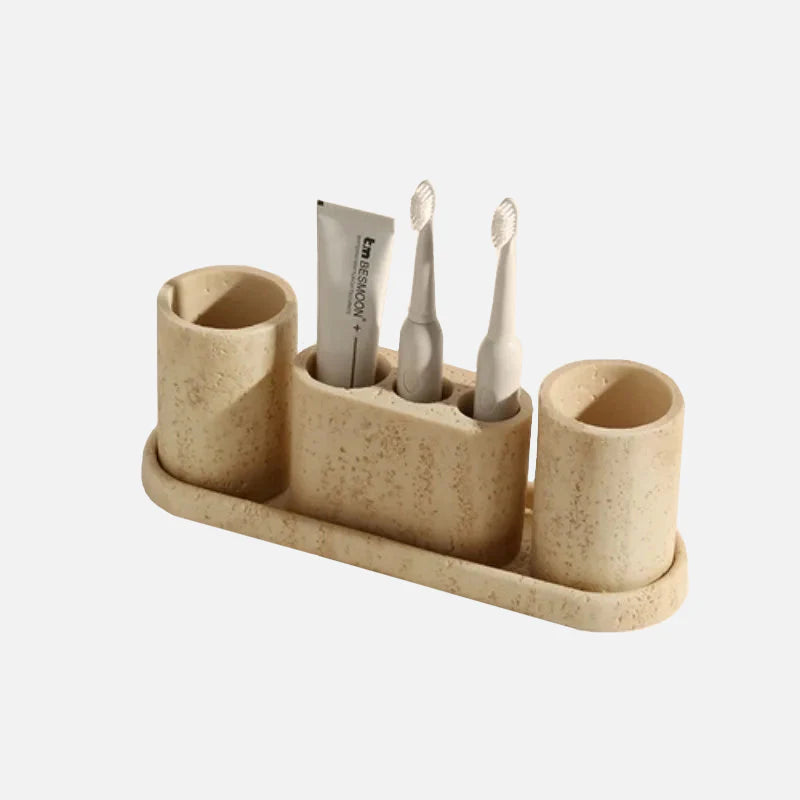 Travertine Cave Stone Bathroom Accessories Medium 4 piece set