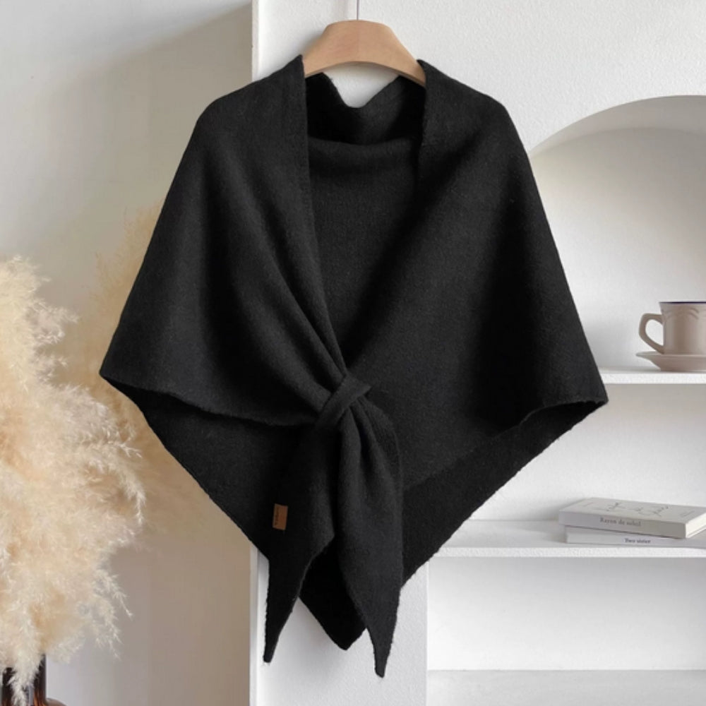 Triangle Soft Poncho Shawl Cape Midnight Black