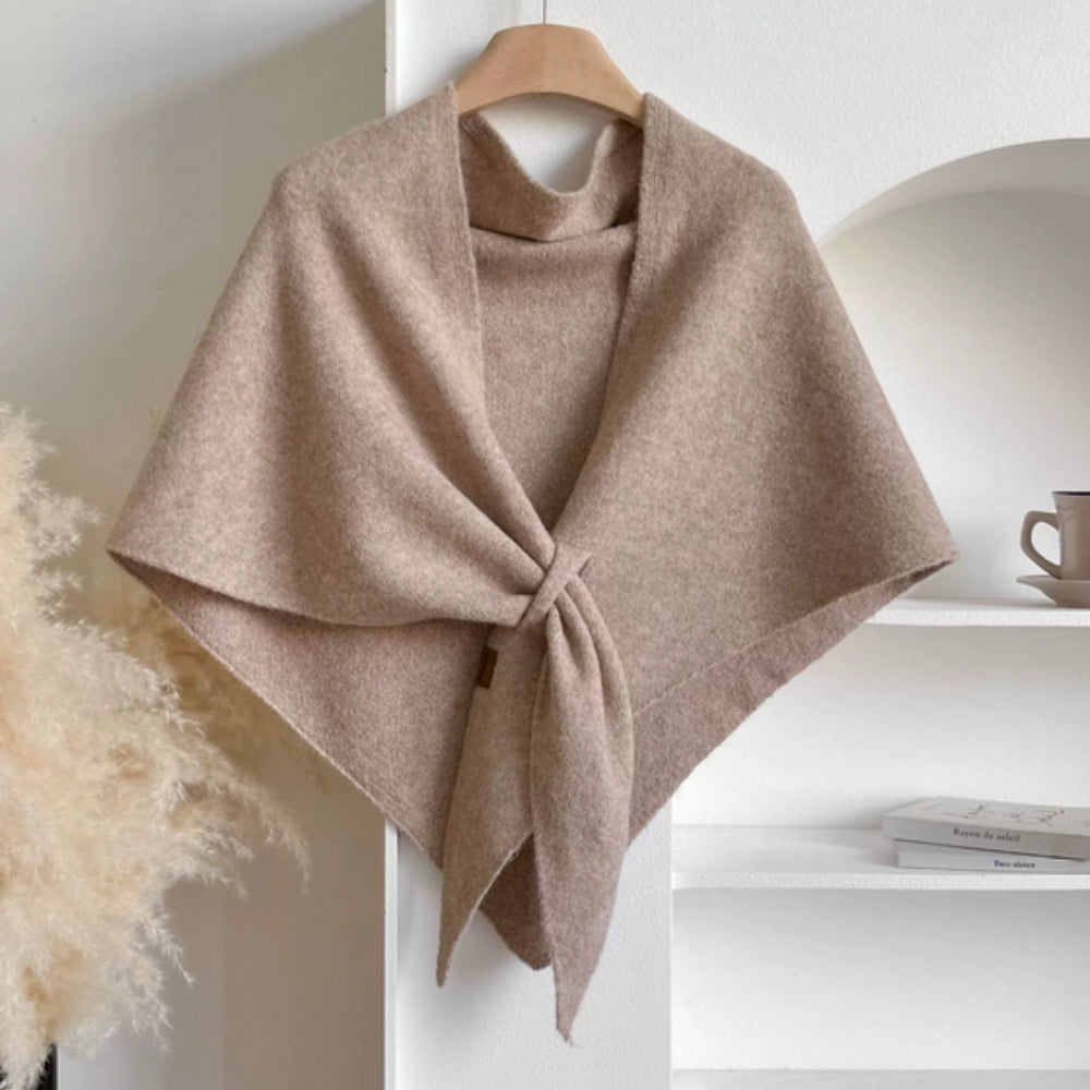 Triangle Soft Poncho Shawl Cape Nude Beige