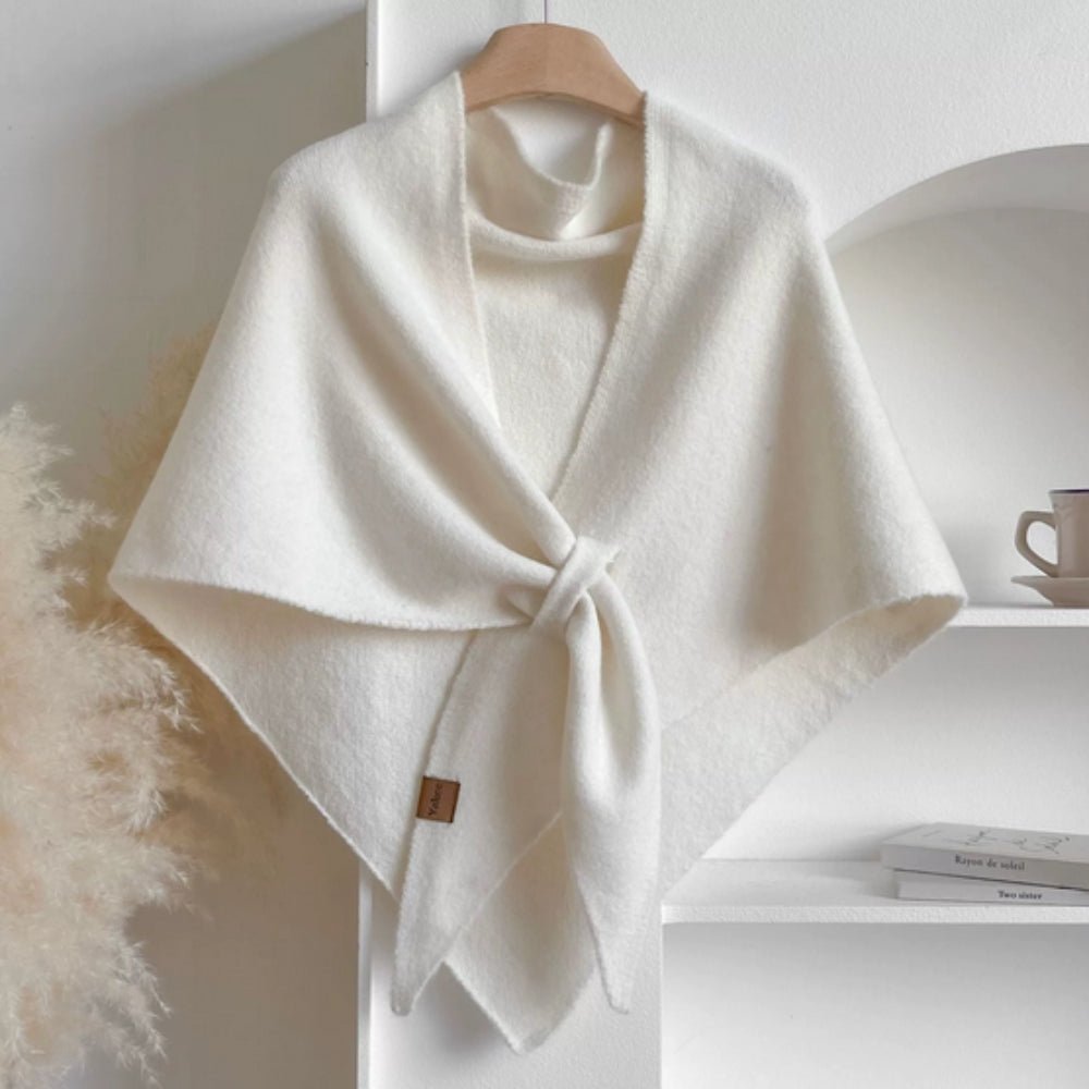 Triangle Soft Poncho Shawl Cape Ivory Glow