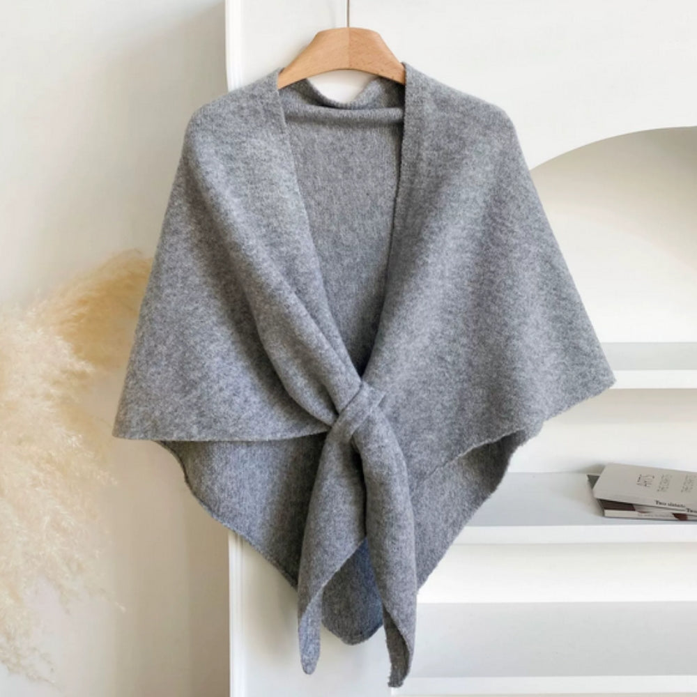 Triangle Soft Poncho Shawl Cape Silver Ash