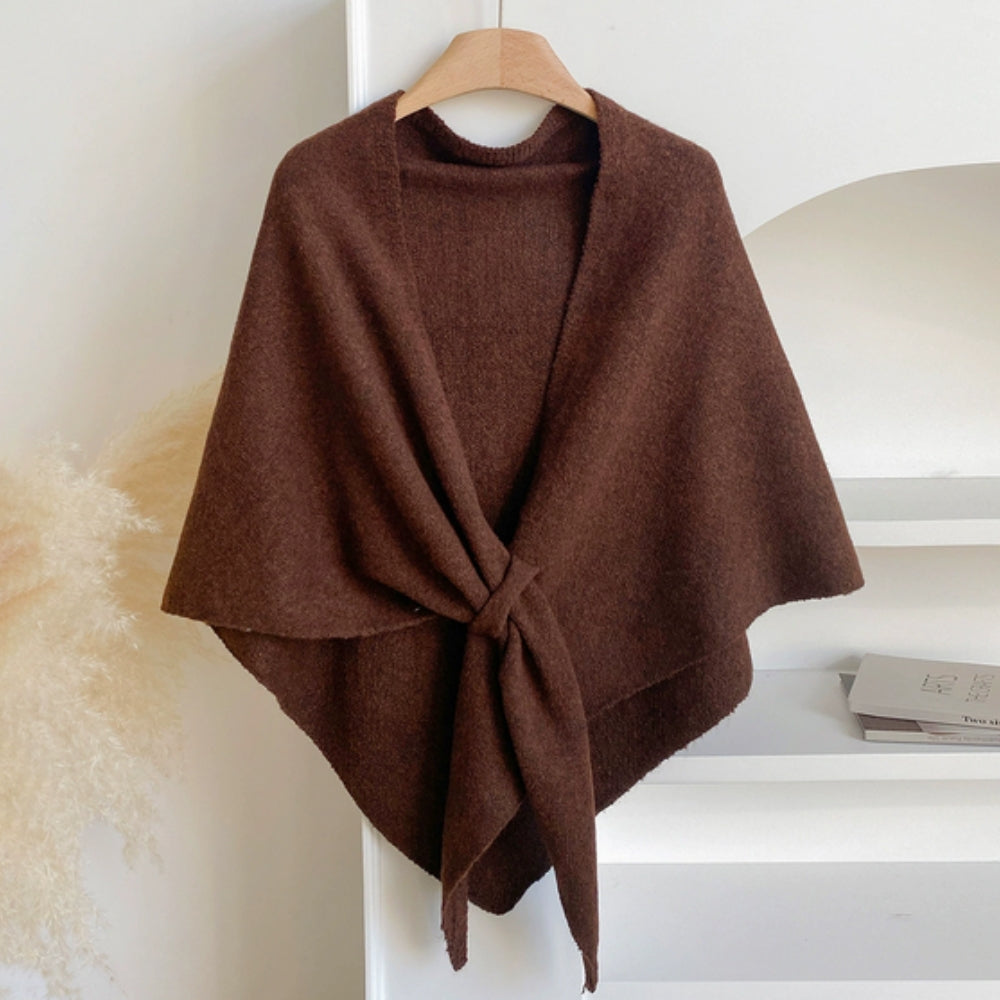 Triangle Soft Poncho Shawl Cape Cocoa Brown
