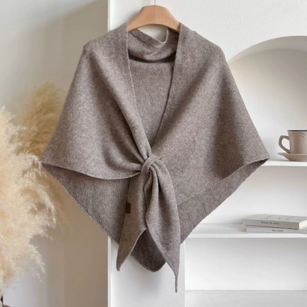 Triangle Soft Poncho Shawl Cape Taupe Mist