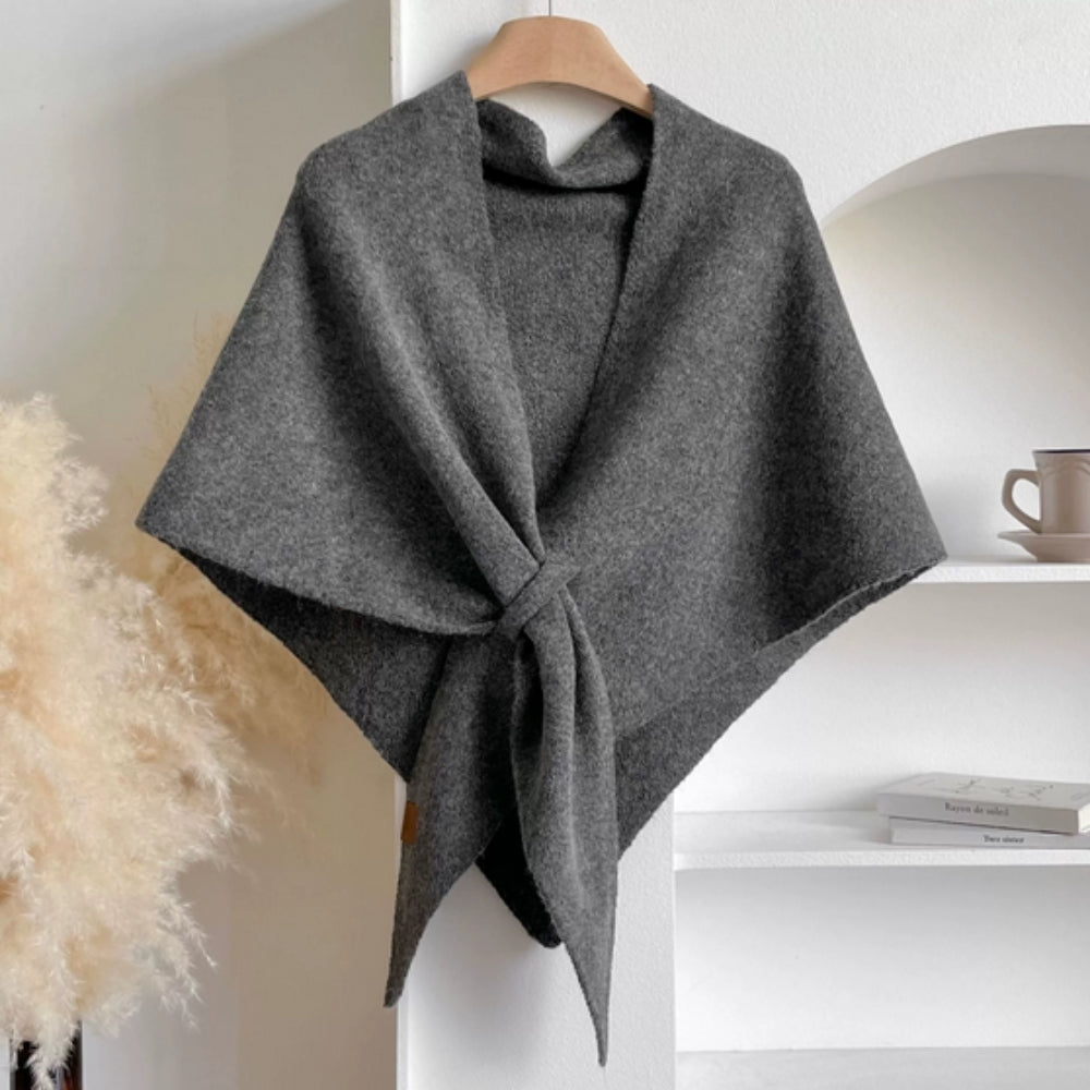 Triangle Soft Poncho Shawl Cape Stone Gray