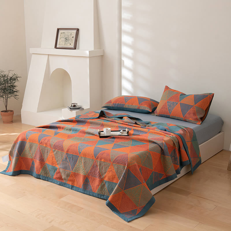 Vintage Cotton Quilt - Half Square Triangle