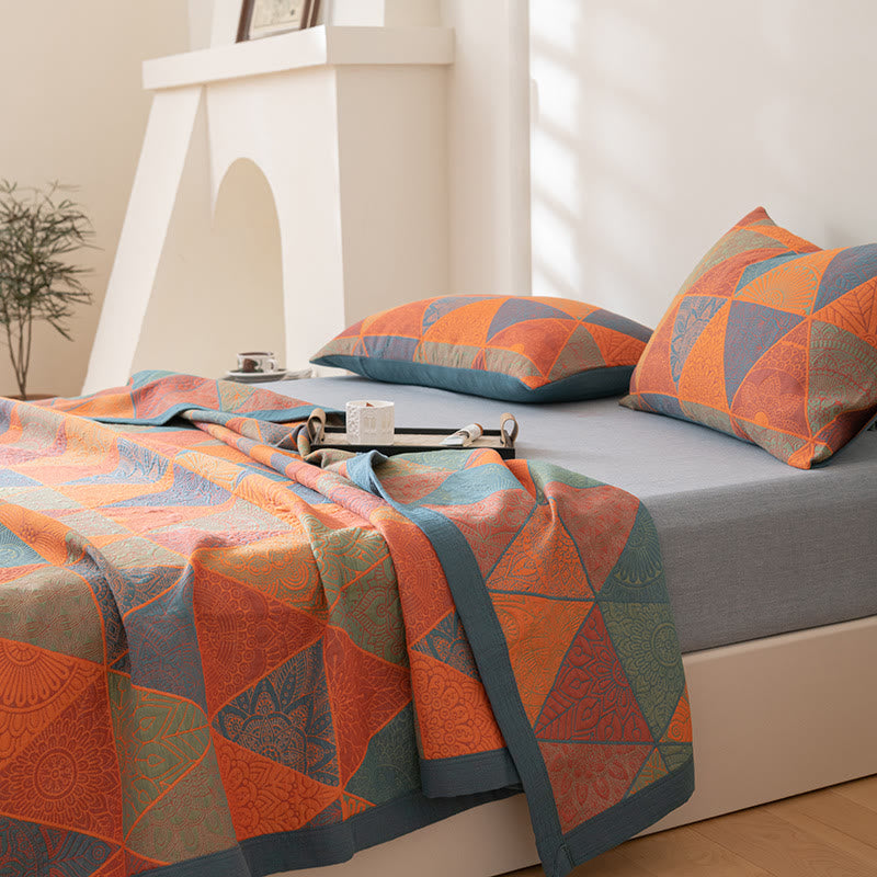 Vintage Cotton Quilt - Half Square Triangle