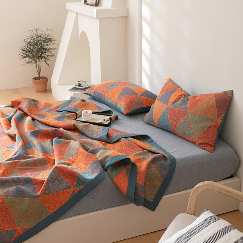 Vintage Cotton Quilt - Half Square Triangle
