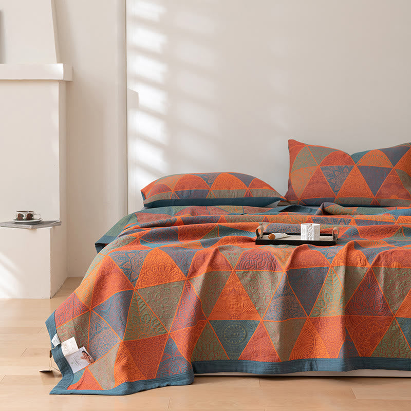 Vintage Cotton Quilt - Half Square Triangle