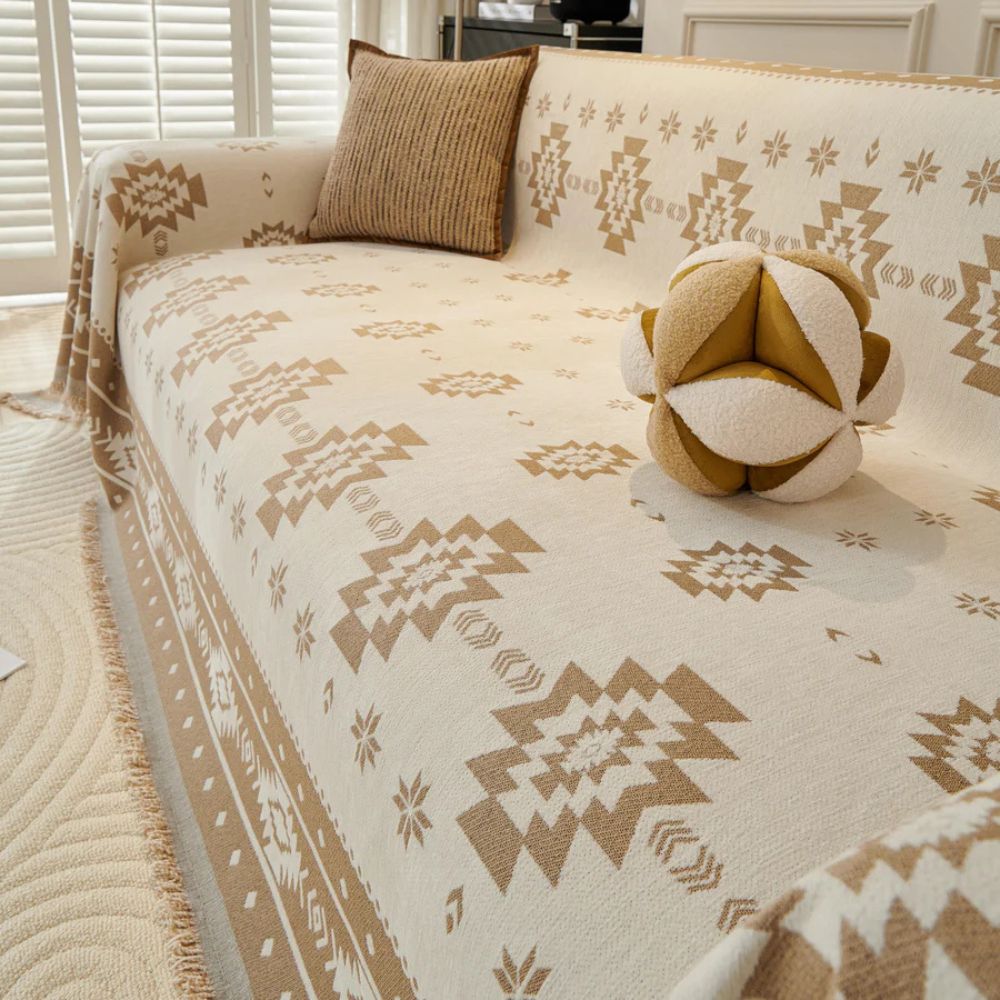 Tribal Harmony Reversible Sofa Cover Sahara Dune