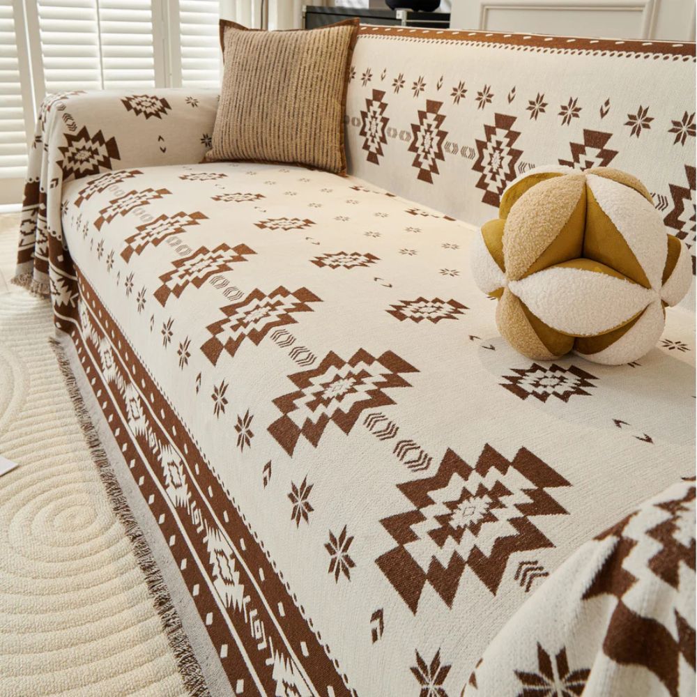 Tribal Harmony Reversible Sofa Cover Mocha Earth
