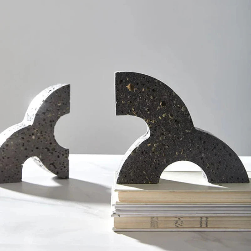 Trinity Travertine Book End Black Pair