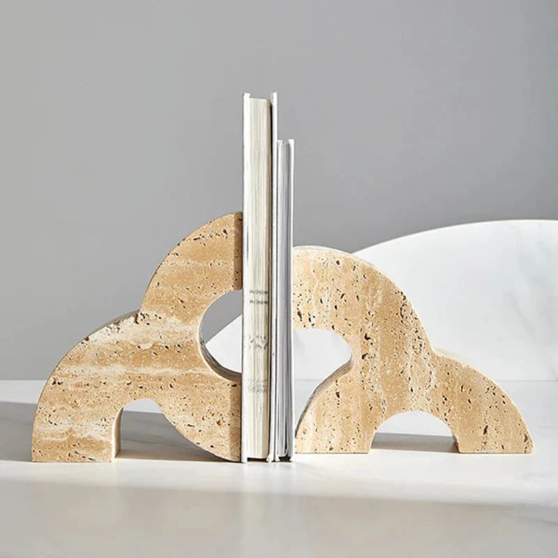 Trinity Travertine Book End Beige Pair