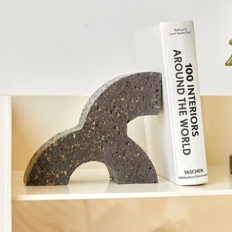 Trinity Travertine Book End Black One Piece