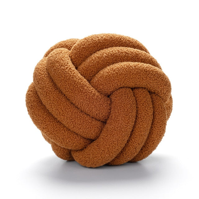 Triple Knot Cotton Fleece Pillow Brown