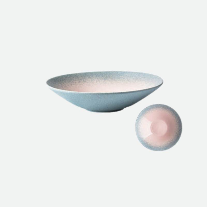 Tropical Lagoon Ceramic Porcelain Bowl Pink and Blue