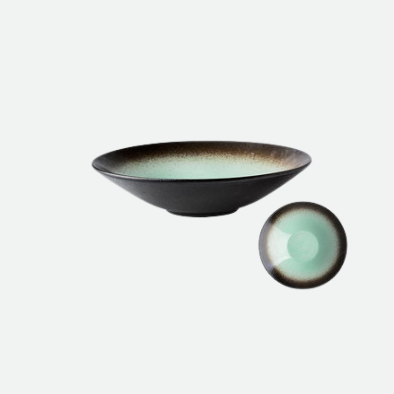Tropical Lagoon Ceramic Porcelain Bowl Green and Brown