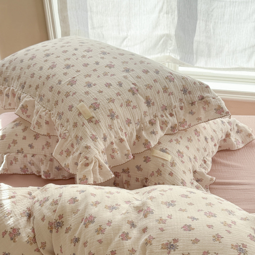 Tuberose Floral Cotton Duvet Cover Set – Ruffled Muslin
