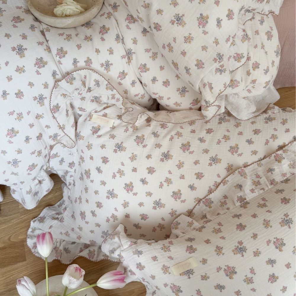 Tuberose Floral Cotton Duvet Cover Set – Ruffled Muslin