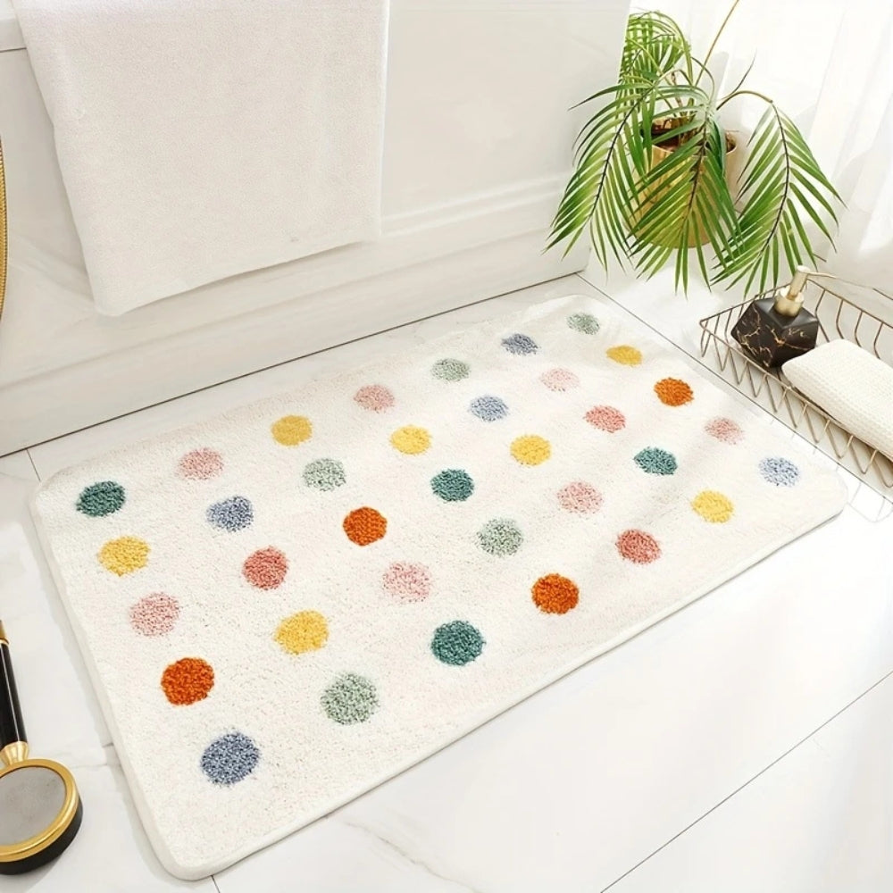 Tufted Plush Polka Dot Bath Mat Confetti Dots