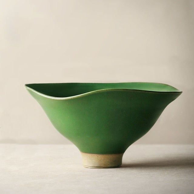 Tulip Handmade Ceramic Serving Plate Forest Green Small