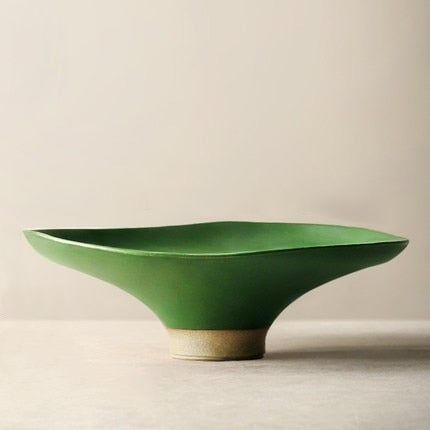 Tulip Handmade Ceramic Serving Plate Forest Green Large