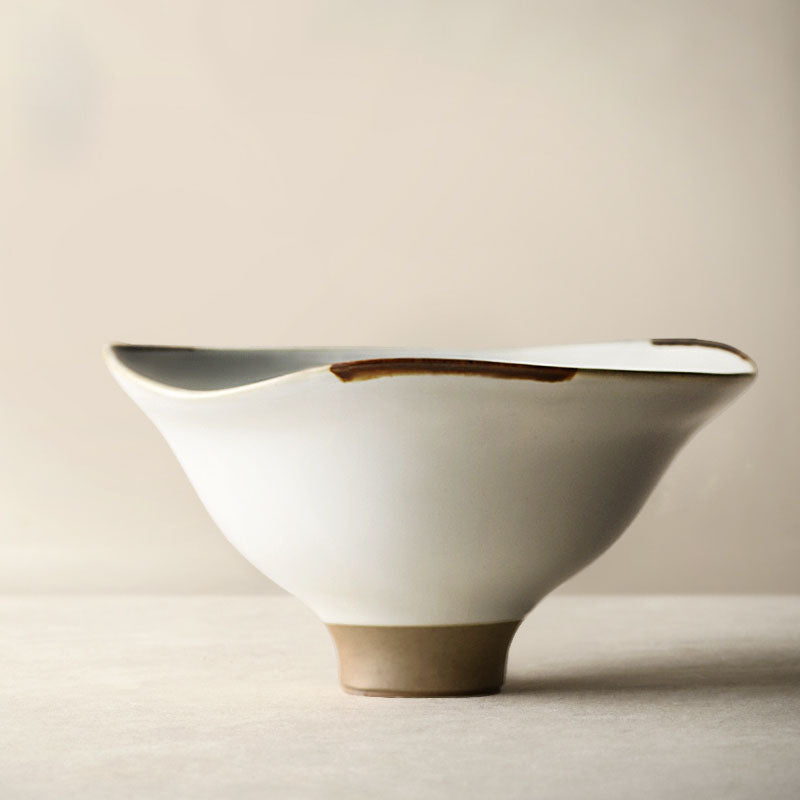 Tulip Handmade Ceramic Serving Plate Ivory White Small