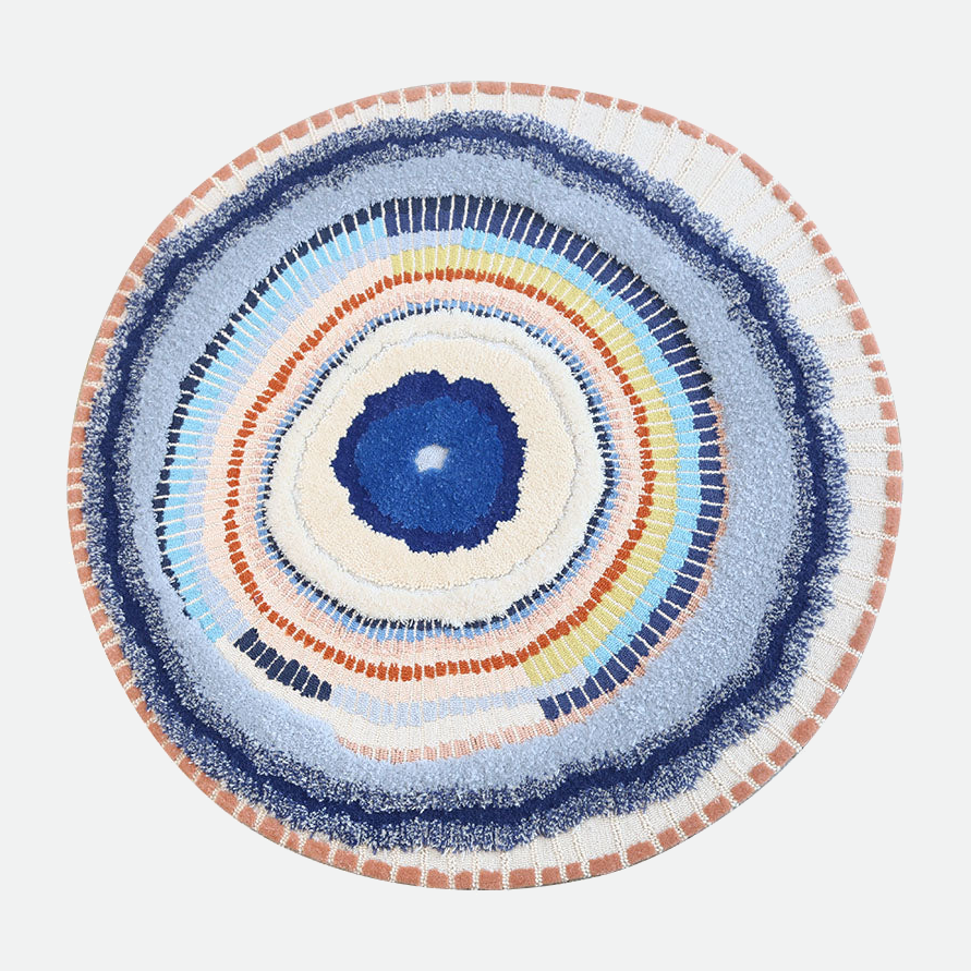 Tunis Organic Wool 3D Round Rug Ocean