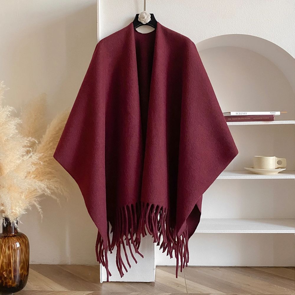 Twilight Chill Acrylic Poncho Shawl Wine Drape
