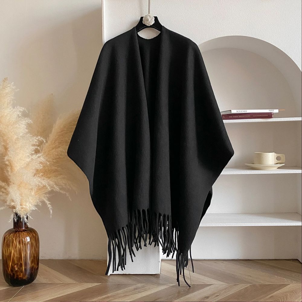 Twilight Chill Acrylic Poncho Shawl Midnight Drape