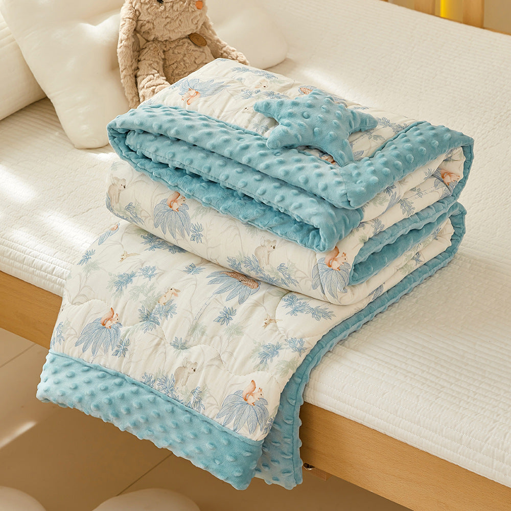 Reversible Baby Quilt – Cotton & Minky Dot Fleece Jungle