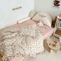Pink Rose Ruffle Bedding Set – Breathable Cotton Gauze