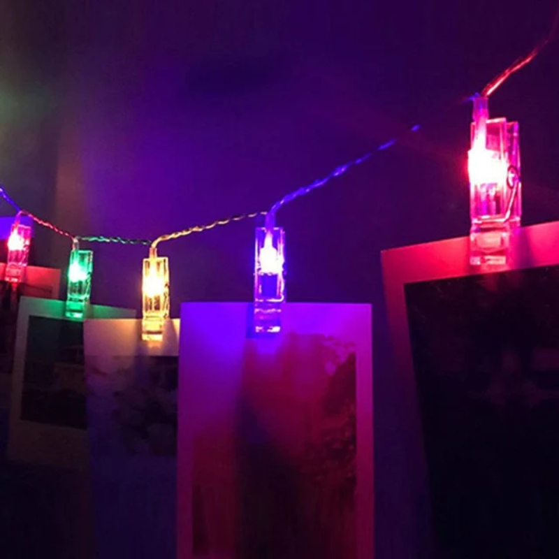 Twinkle LED String Lights Photo Holder Multi Color