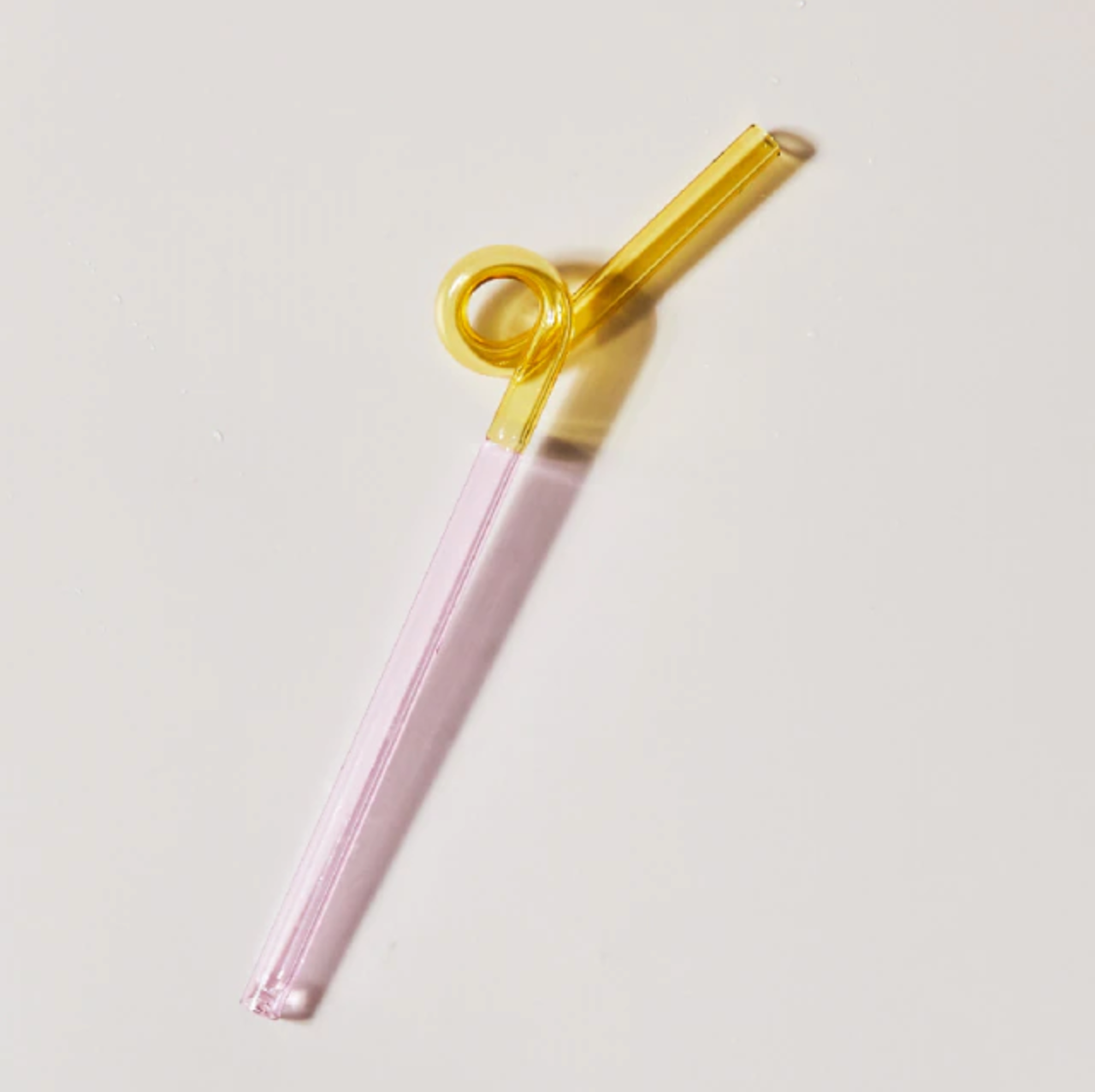 Twist Colorful Glass Straw Yellow Pink Spiral