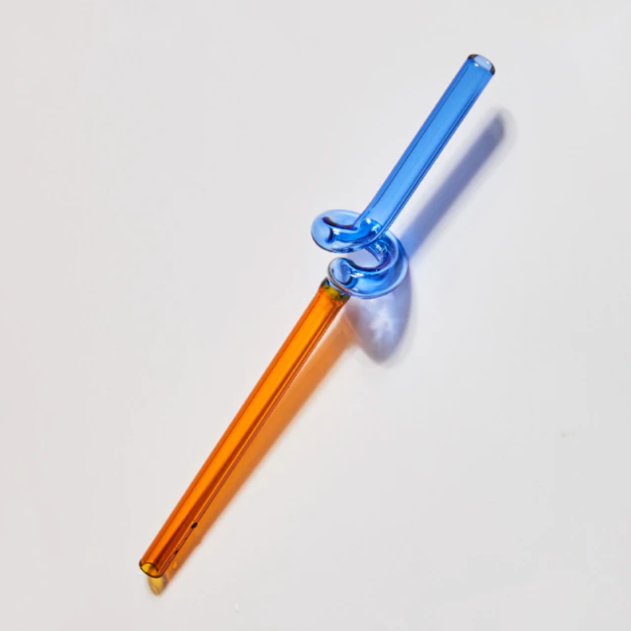 Twist Colorful Glass Straw Blue Orange Twist