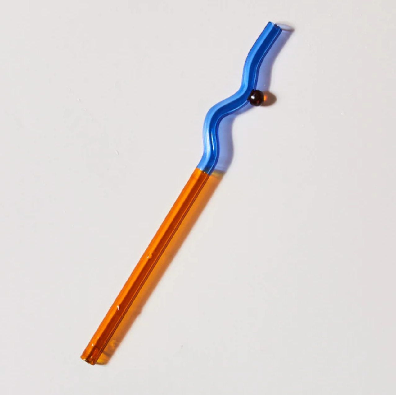 Twist Colorful Glass Straw Blue Orange Wave