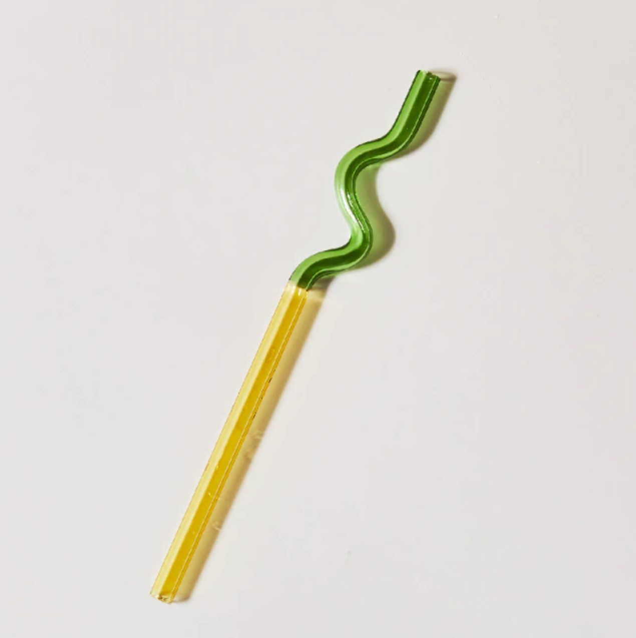 Twist Colorful Glass Straw Green Yellow Wave