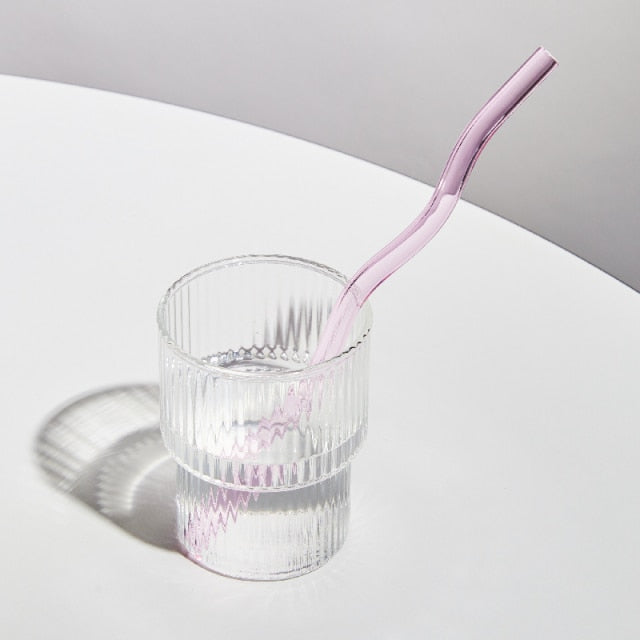 Twist Colorful Glass Straw Pink Wave