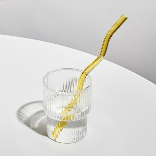 Twist Colorful Glass Straw Yellow Wave