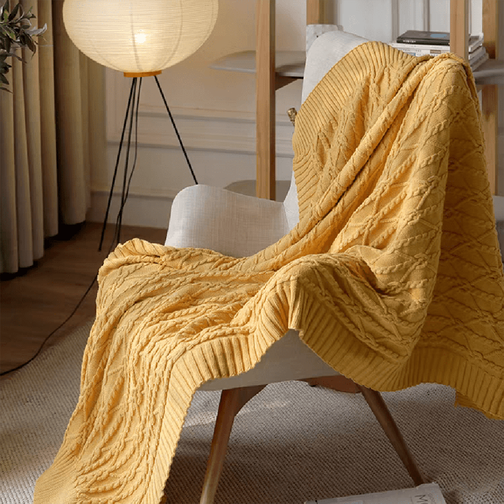Twist Jacquard Throw Blanket Yellow