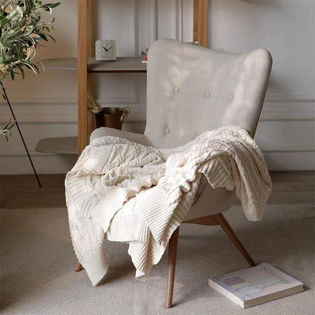 Twist Jacquard Throw Blanket White