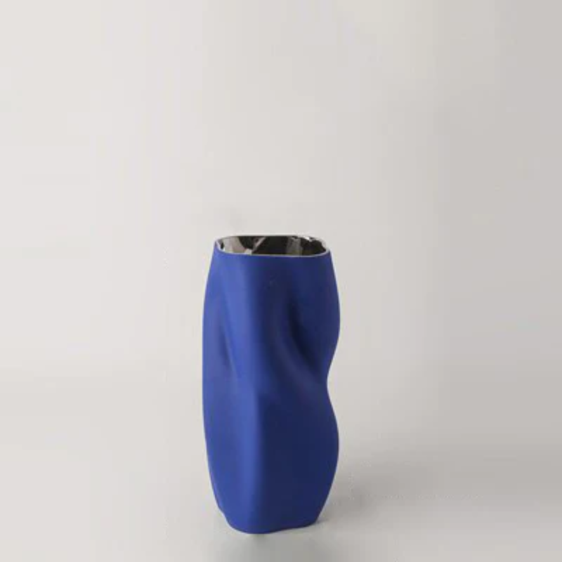 Twisted Ceramic Flower Vase Blue