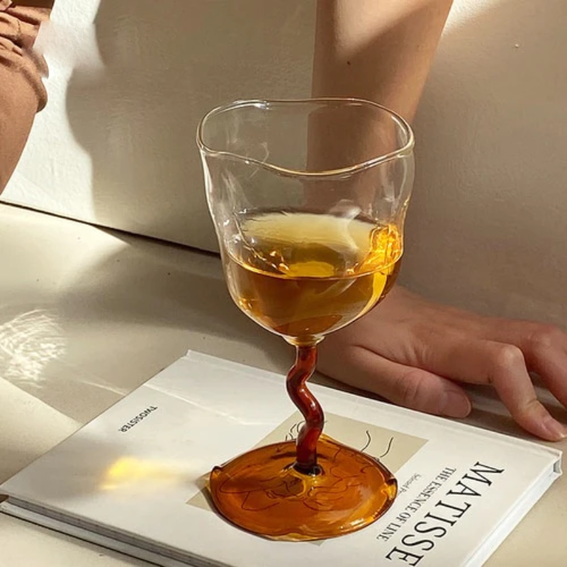 Twisted Cocktail & Wine Glass Yellow brown