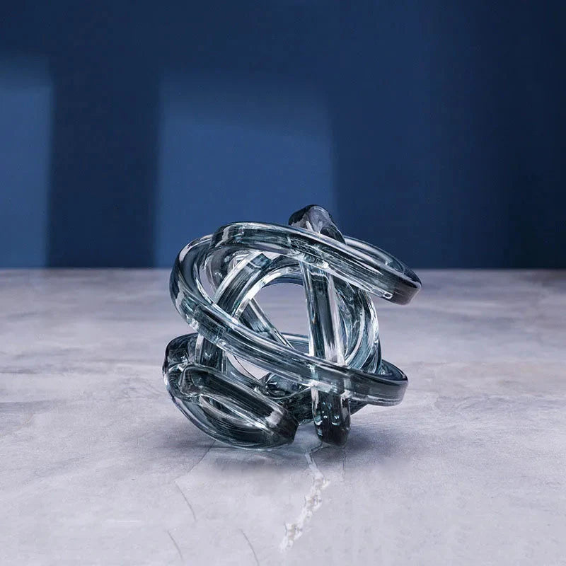 Twisted Coil Glass Sculpture Gray Small