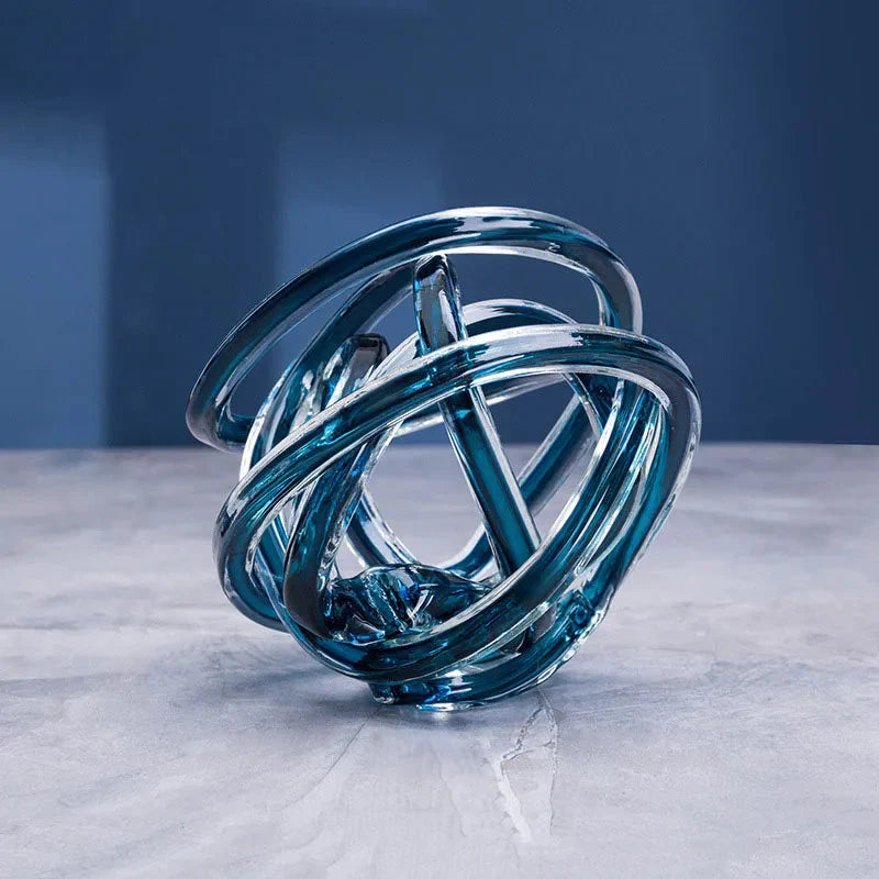 Twisted Coil Glass Sculpture Blue Large