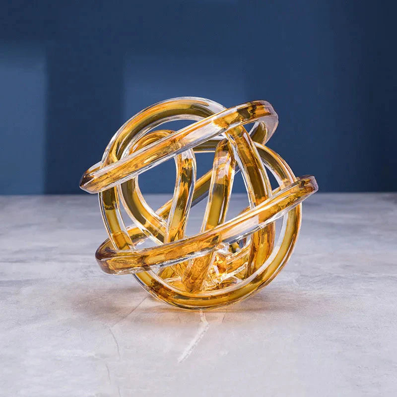 Twisted Coil Glass Sculpture Amber Large