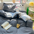 Gray Blue Gingham Bedding Set