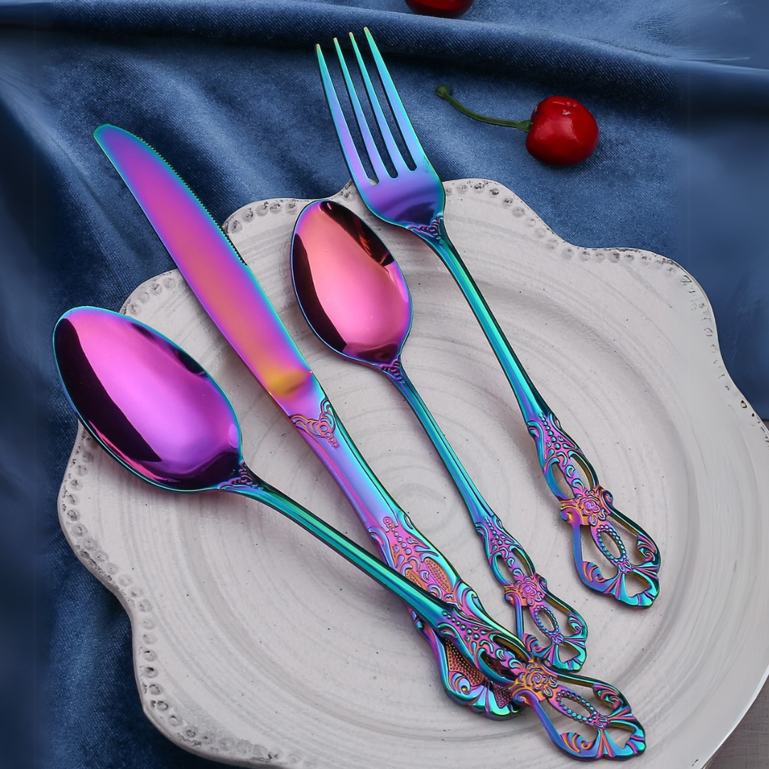Galia Rainbow Silverware Set – Iridescent Flatware